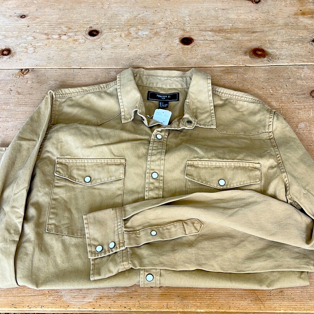 Men’s Forever 21 Long Sleeve Tan 100 % Cotton Shirt